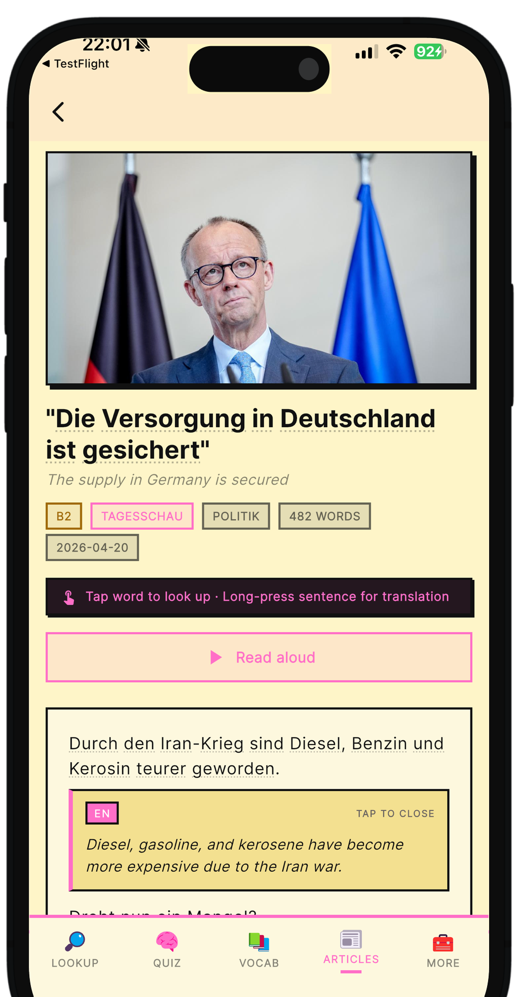 Read it in the wild — Prägen app screenshot