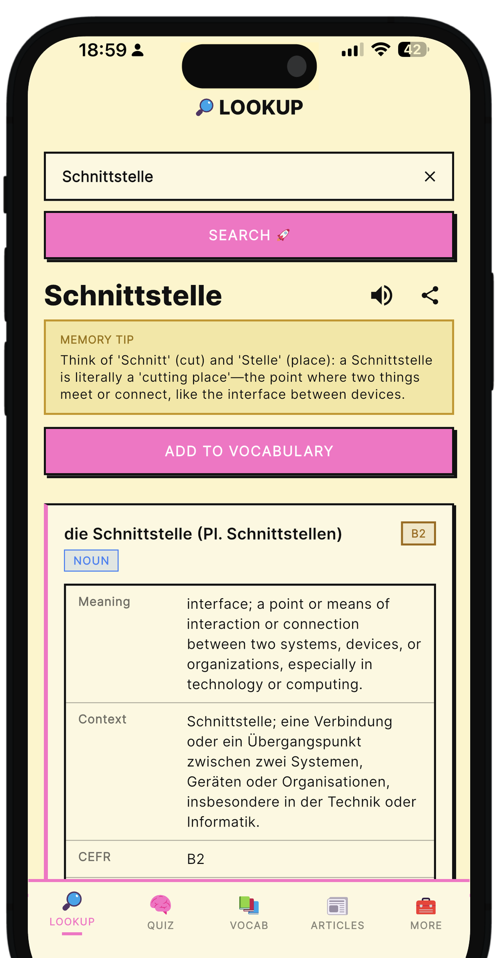 Look up any word — Prägen app screenshot
