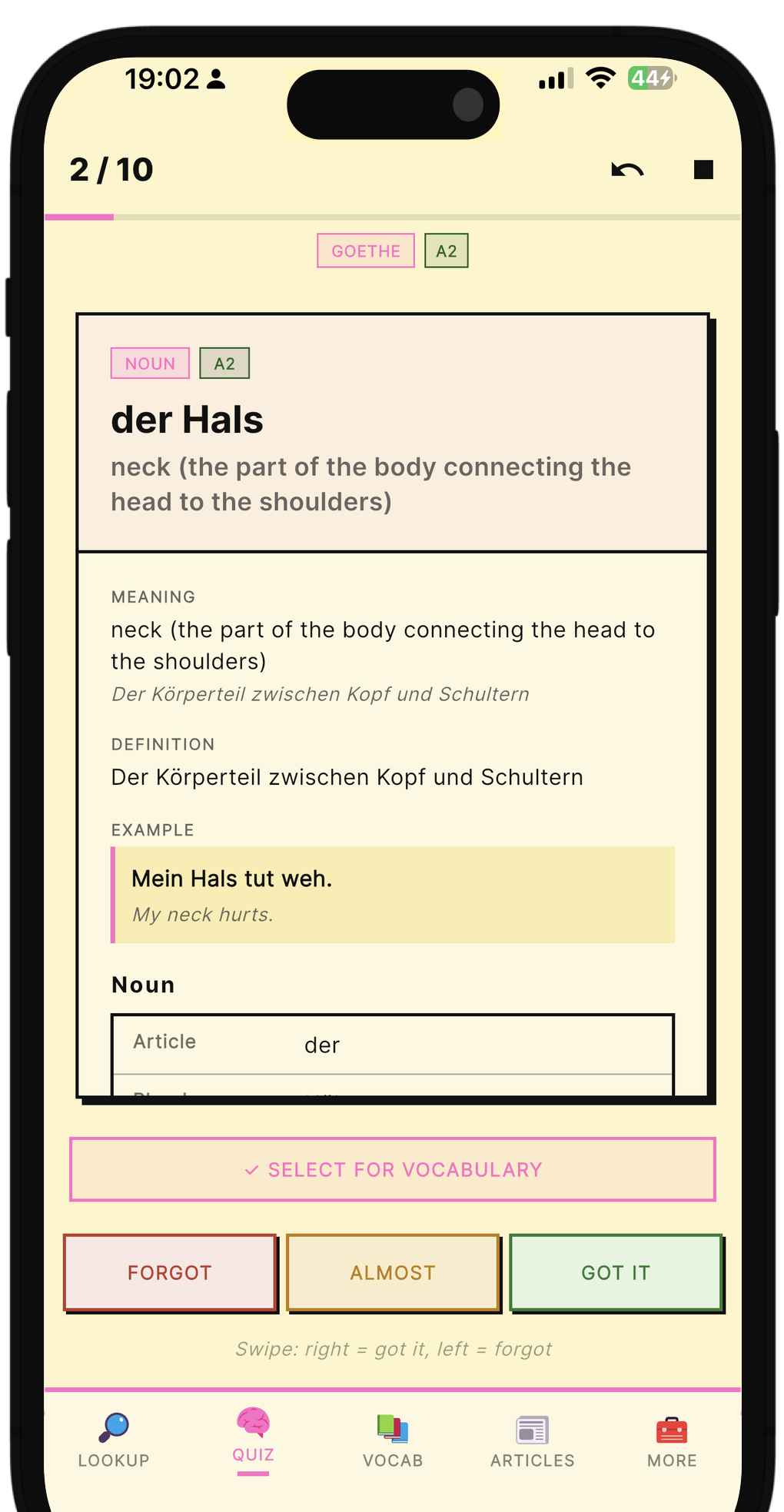 Drill it six ways — Prägen app screenshot
