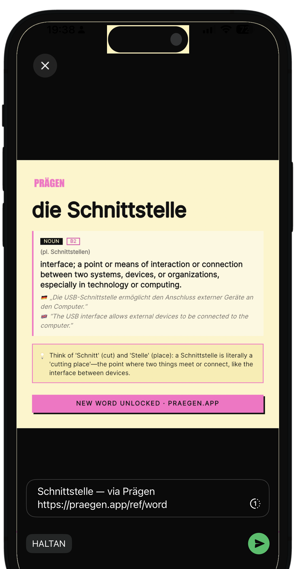 Share with friends — Prägen app screenshot