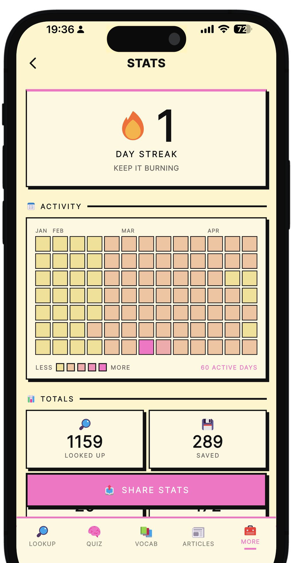 Daily streak — Prägen app screenshot